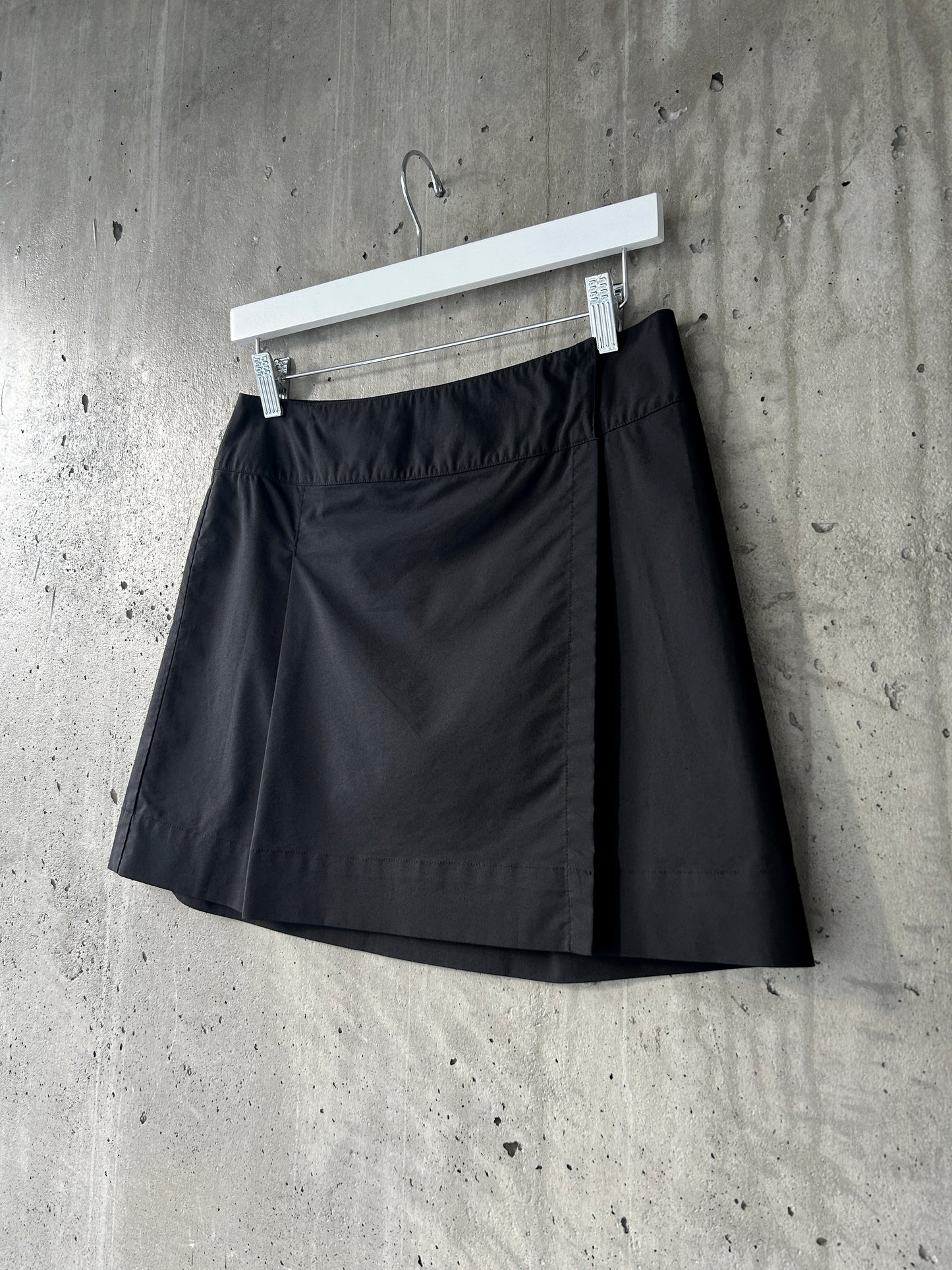 Jacob black cotton-blend wrap mini skirt