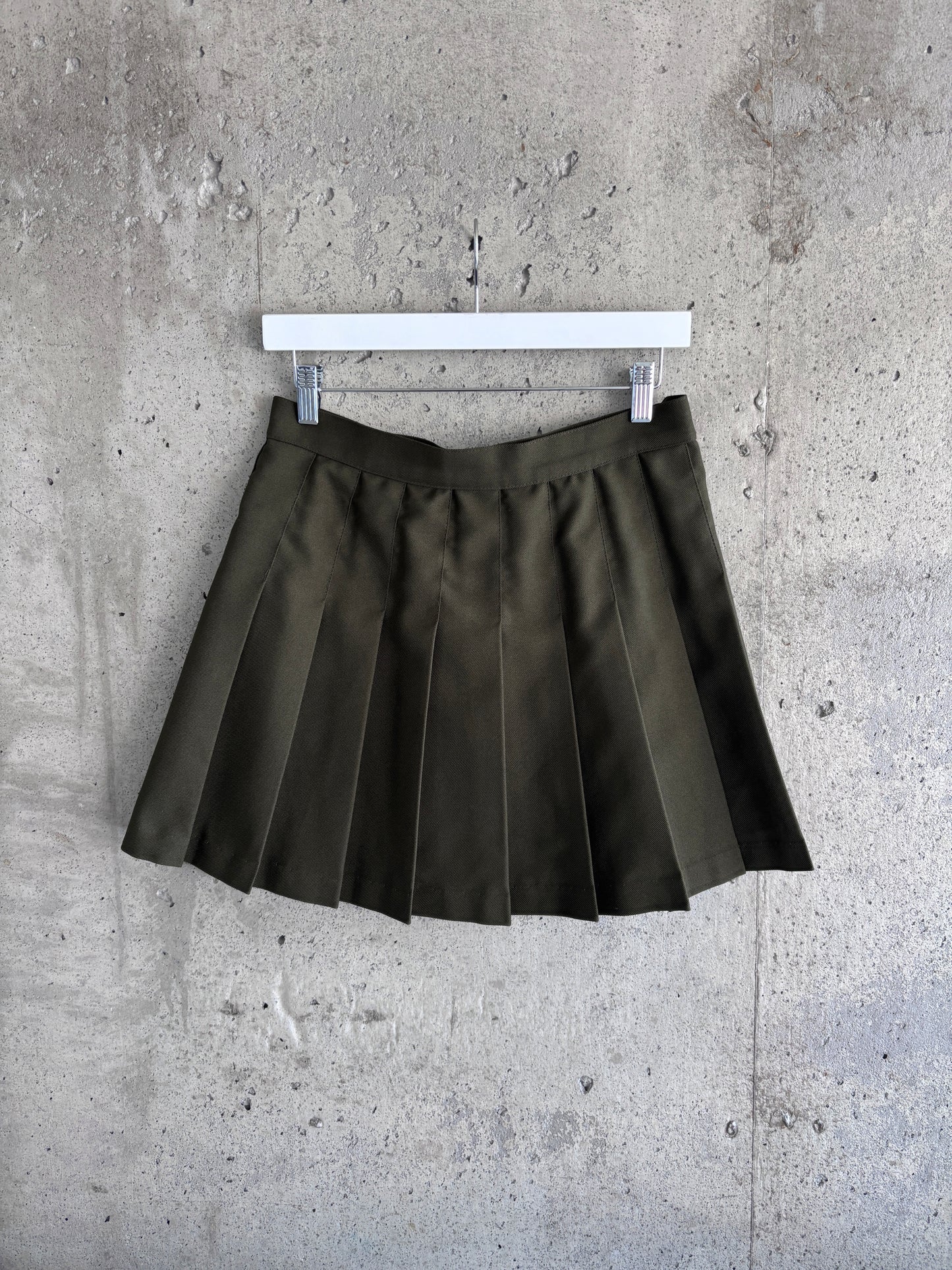 Los Angeles Apparel olive green pleated mini skirt