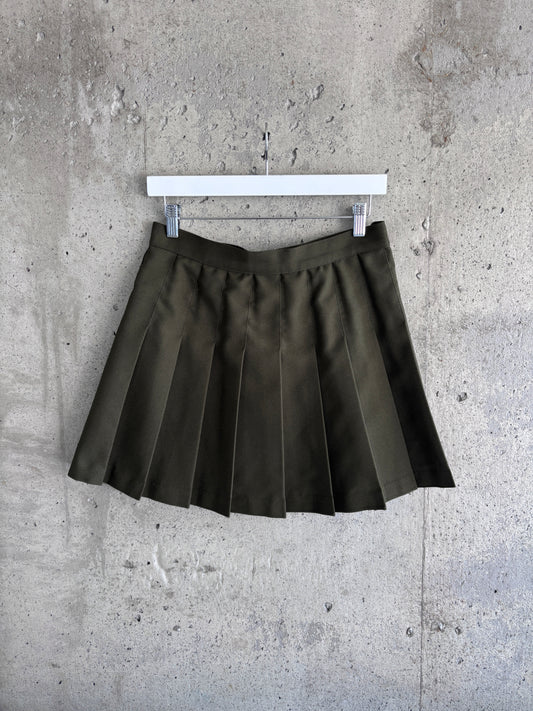 Los Angeles Apparel olive green pleated mini skirt