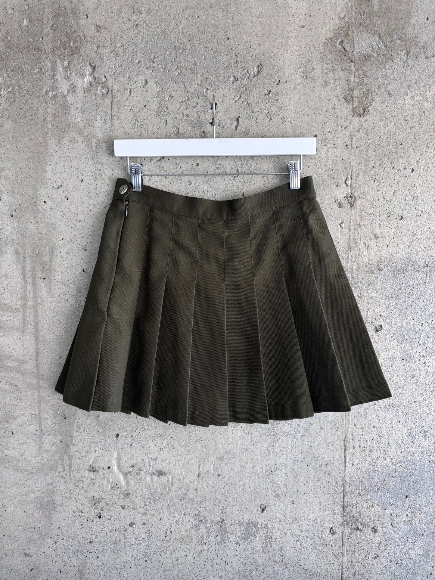 Los Angeles Apparel olive green pleated mini skirt