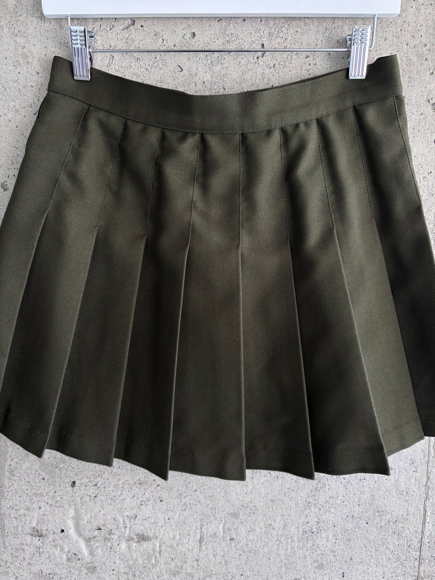 Los Angeles Apparel olive green pleated mini skirt