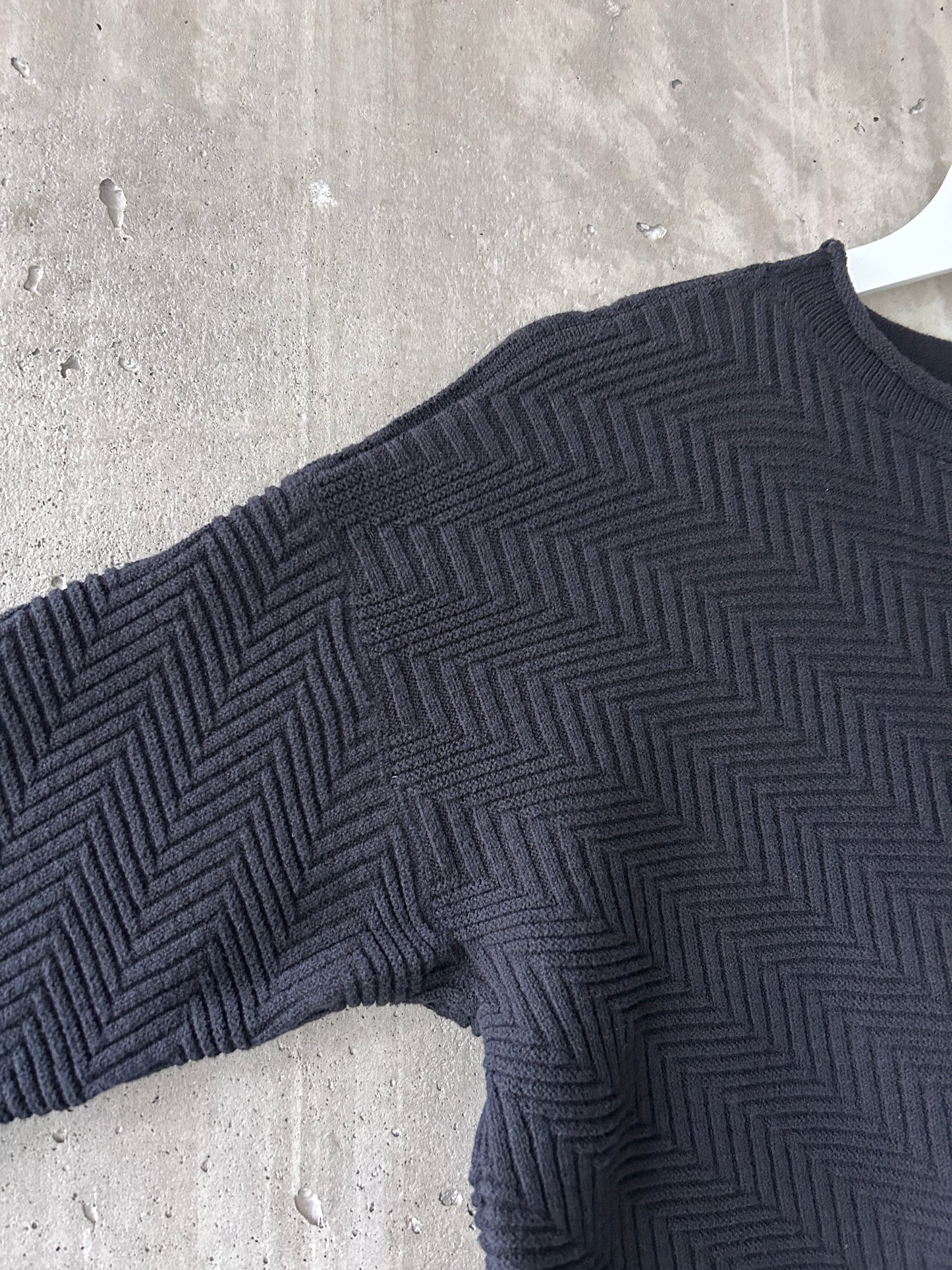 Armani Collezioni black cotton-blend patterned knit rollneck sweater