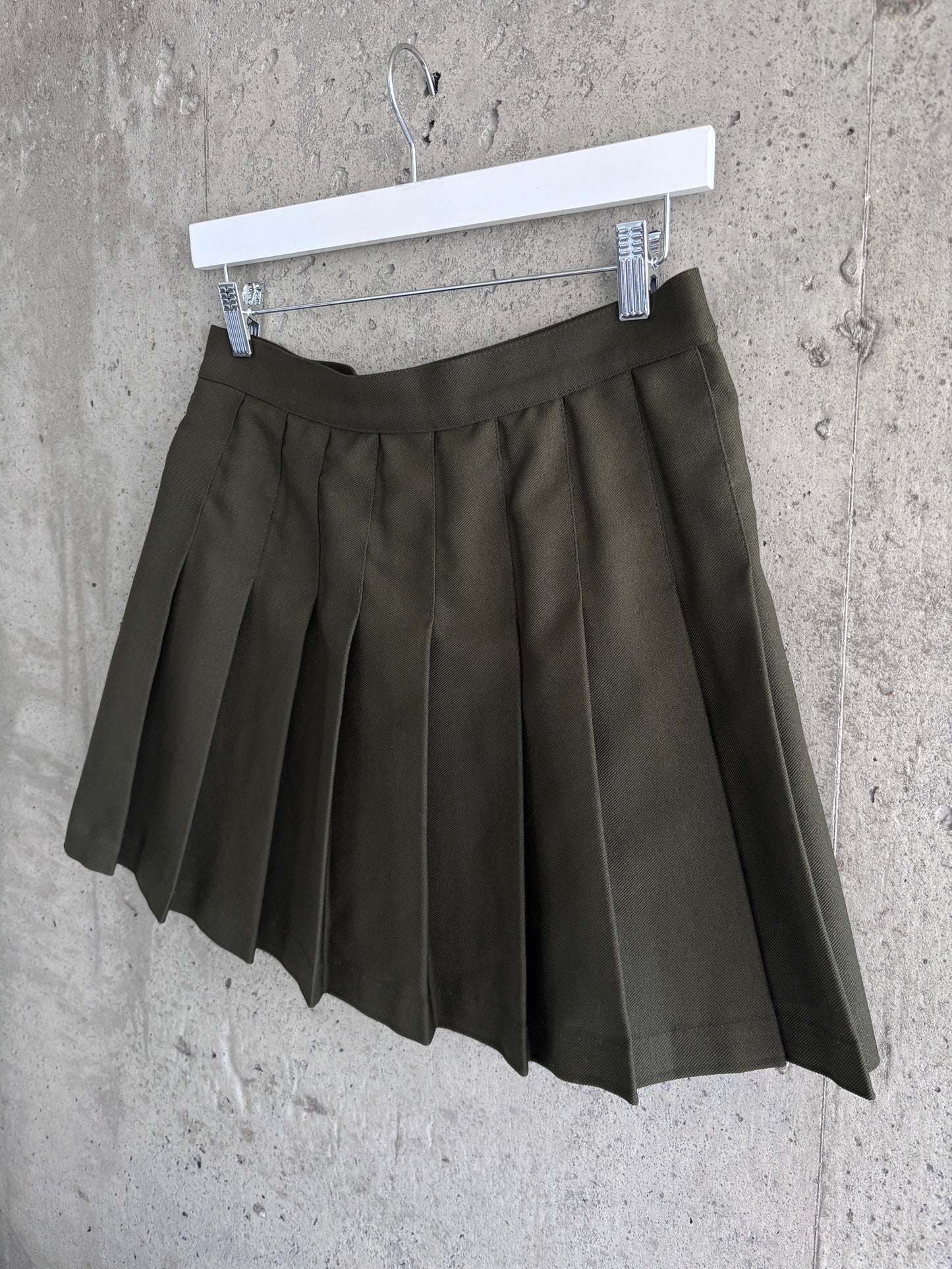 Los Angeles Apparel olive green pleated mini skirt