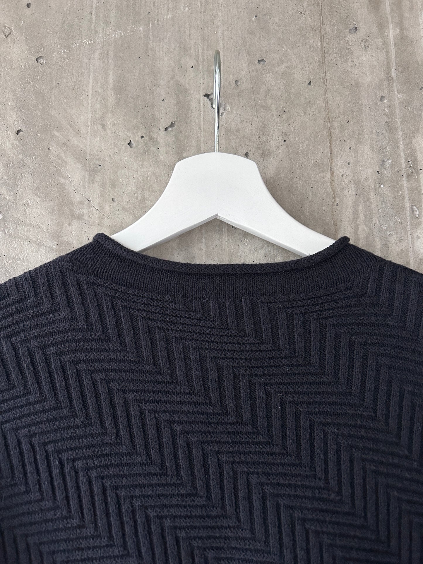 Armani Collezioni black cotton-blend patterned knit rollneck sweater