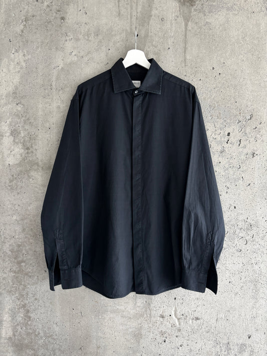 Armani Collezioni black cotton button-up shirt