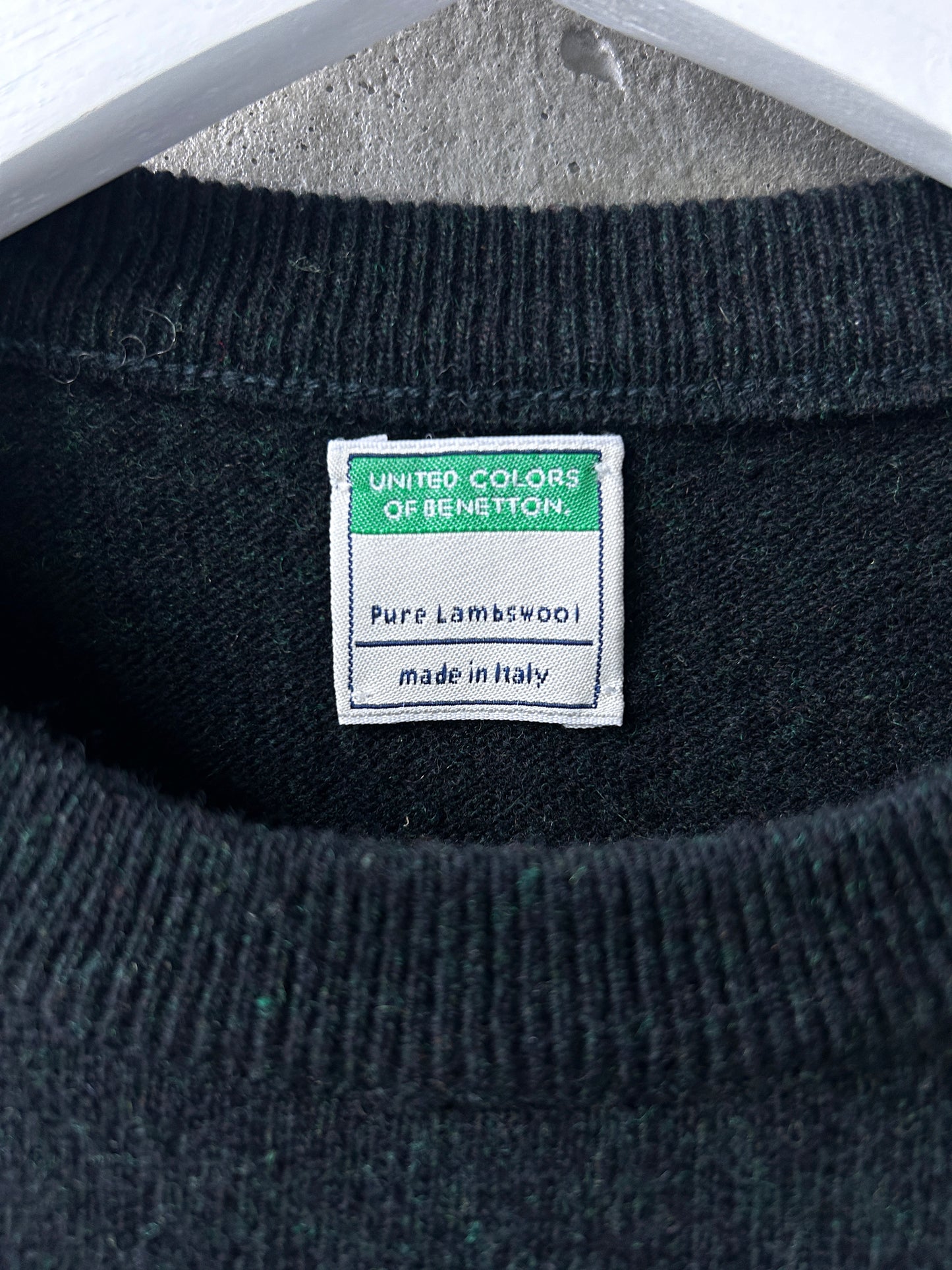 United Colors of Benetton green/navy wool crewneck sweater