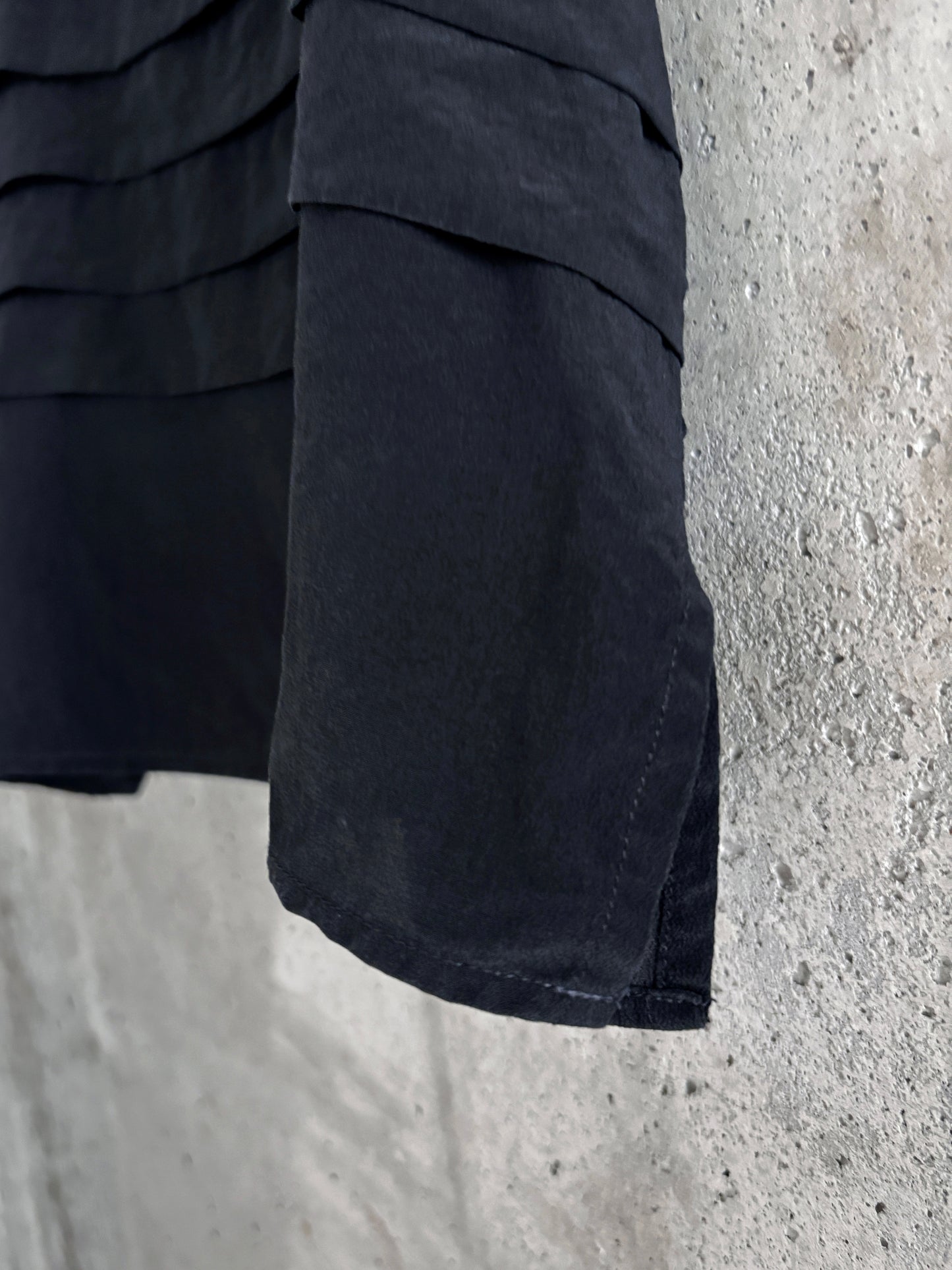 Black silk pleated camisole top