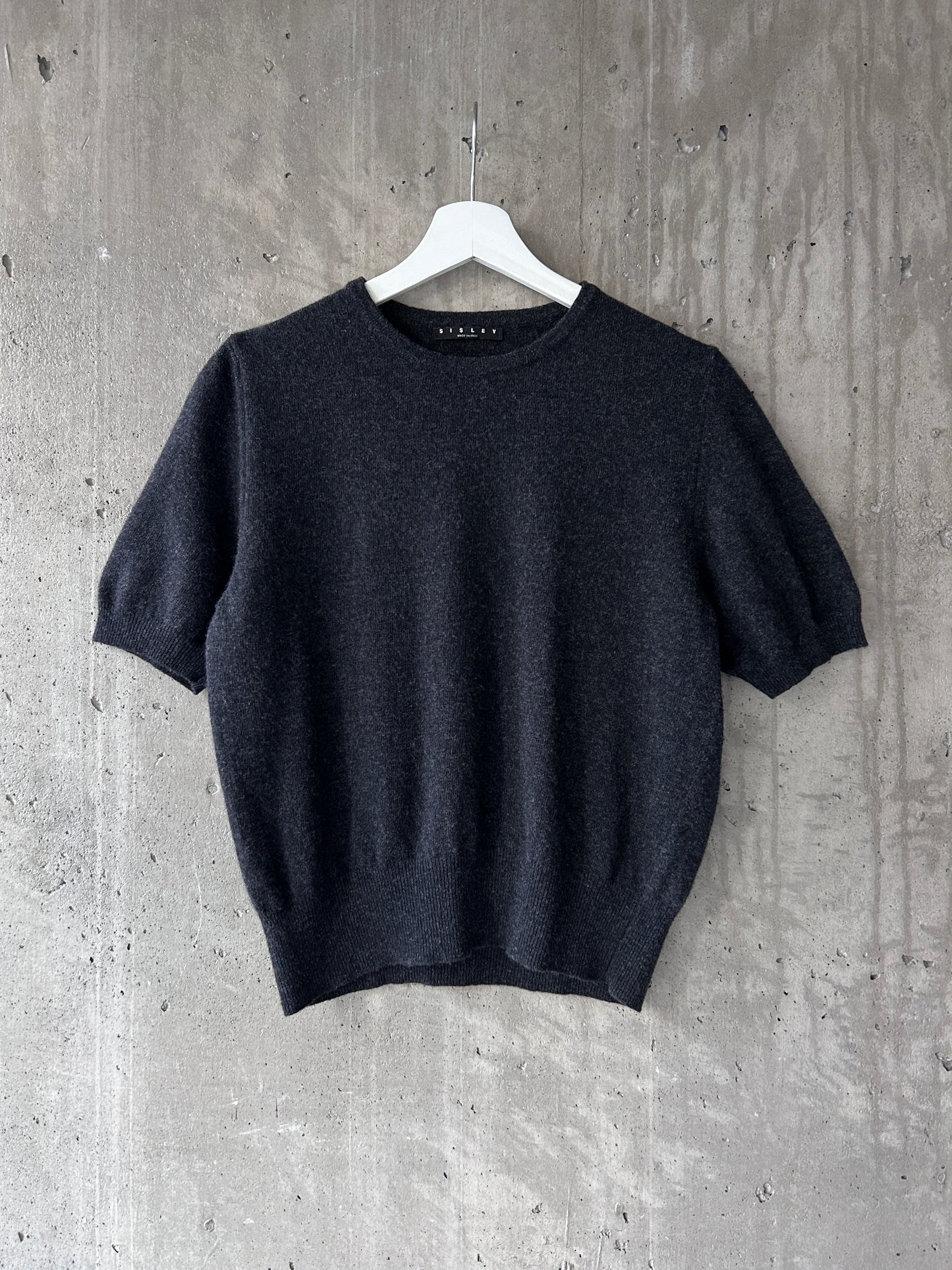 Sisley grey wool knit short sleeve top