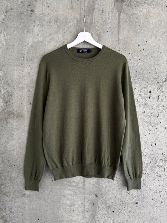 J.CREW khaki / olive green cotton-cashmere crewneck sweater