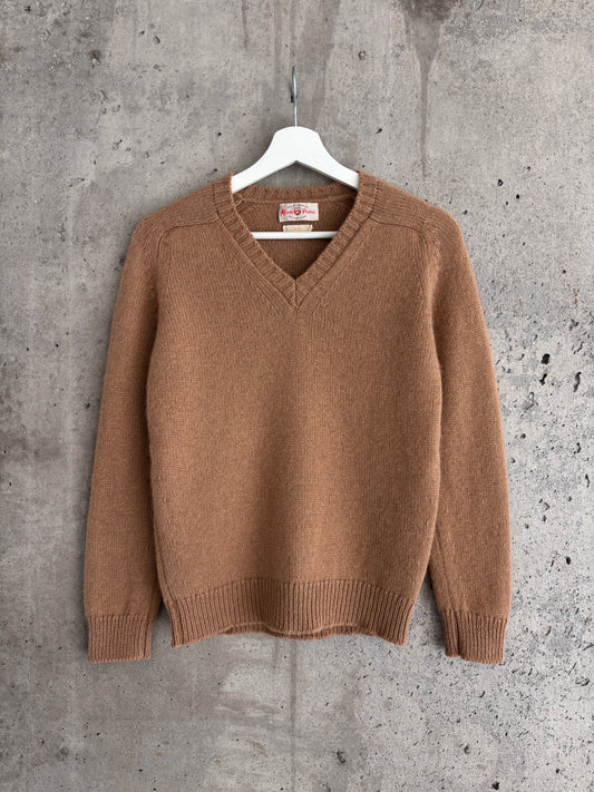 Alan Paine camel brown v-neck sweater
