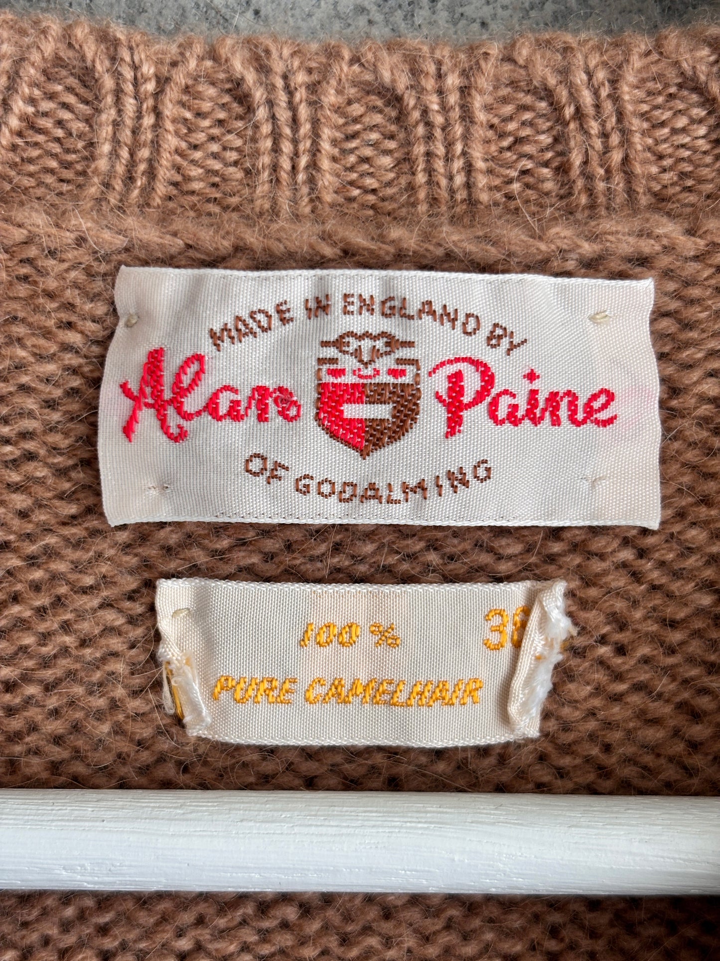 Alan Paine camel brown v-neck sweater