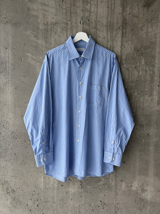 Luciano Ceccarelli blue cotton striped button-up shirt