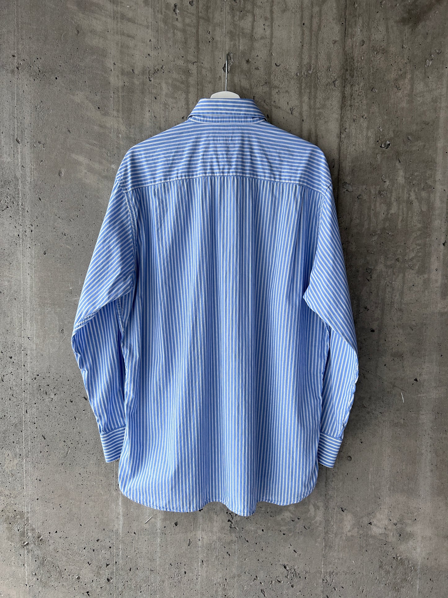 Luciano Ceccarelli blue cotton striped button-up shirt