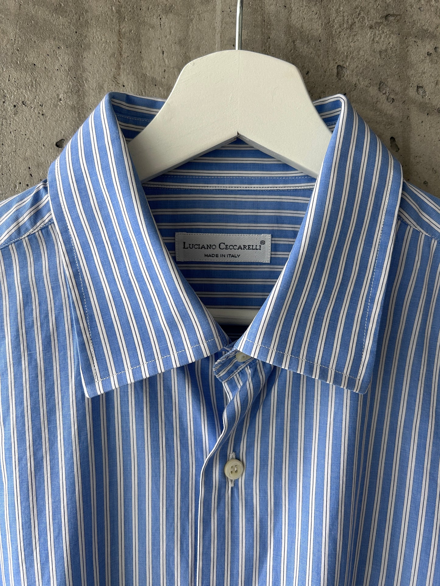 Luciano Ceccarelli blue cotton striped button-up shirt